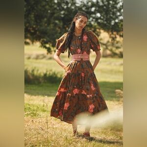 Anthropologie Conditions Apply Viral Floral Open Back Maxi Dress